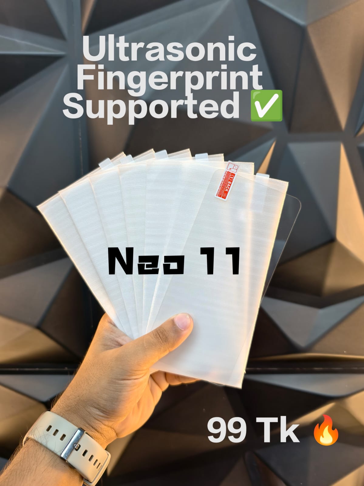 IQOO Neo 11 Ultrasonic Fingerprint Supported Full Transparent Glass Protector